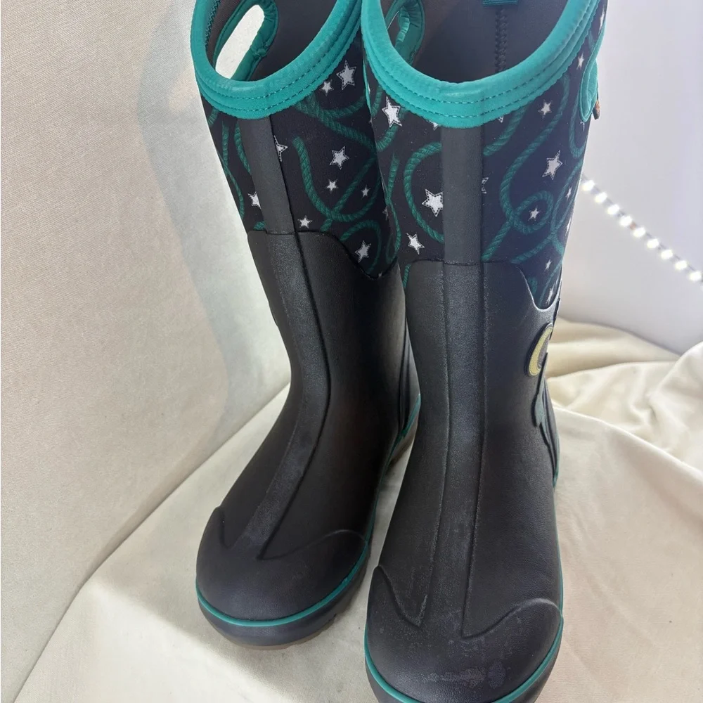 Bogs womens Rancg / Farm Boot Black & Teal Cactus   NIB - Picture 3 of 7
